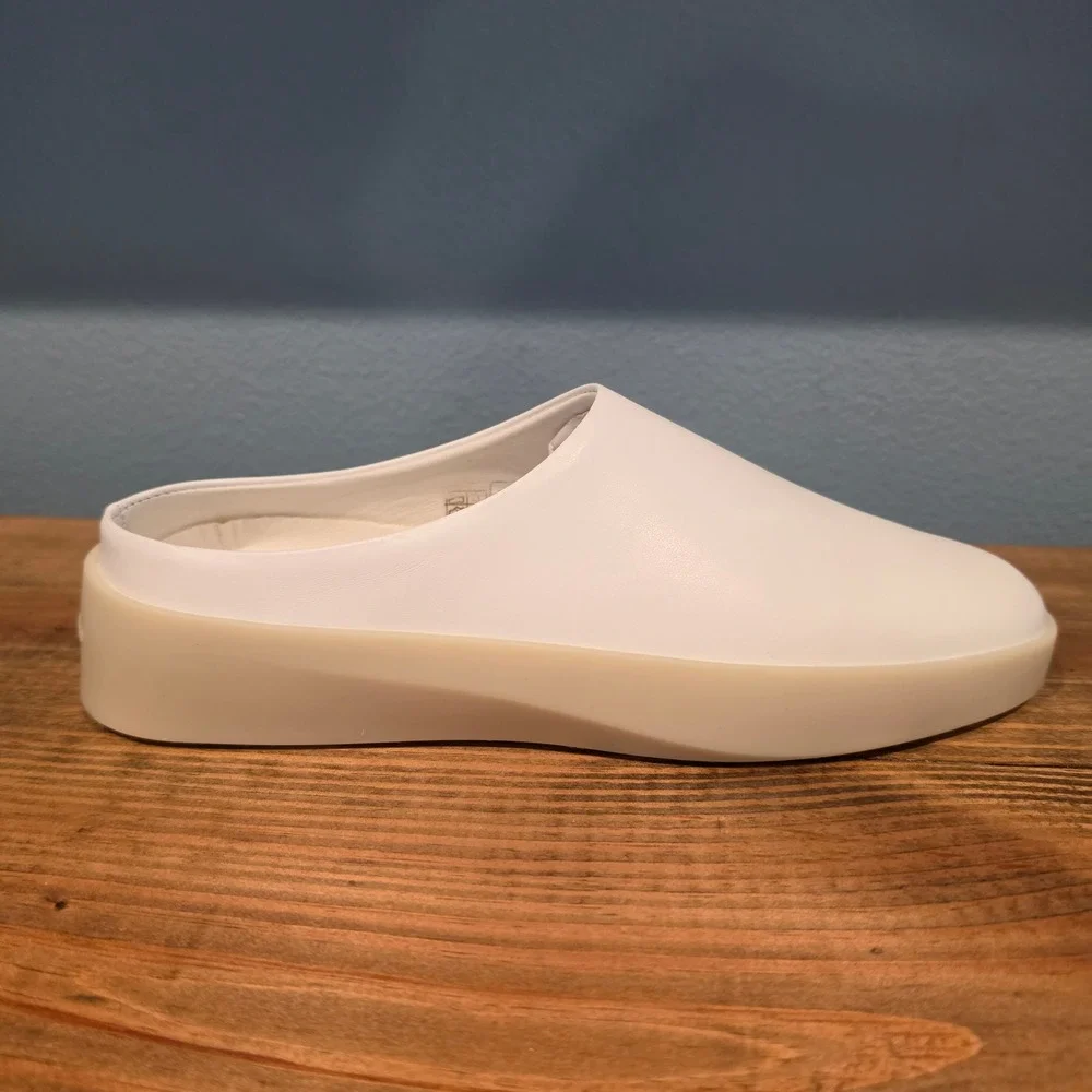 Wolf & Shepherd Mens Cruise Mule White Vanilla Leather Slip On Shoes‎ Size 6.5